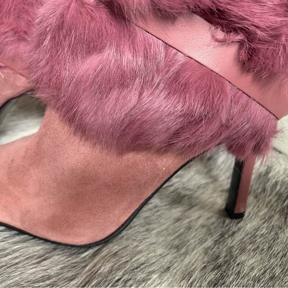 Luxurious Mauve/Fuchsia real fur, suede and leather fashion boots 7 1/2M. - Picture 8 of 12